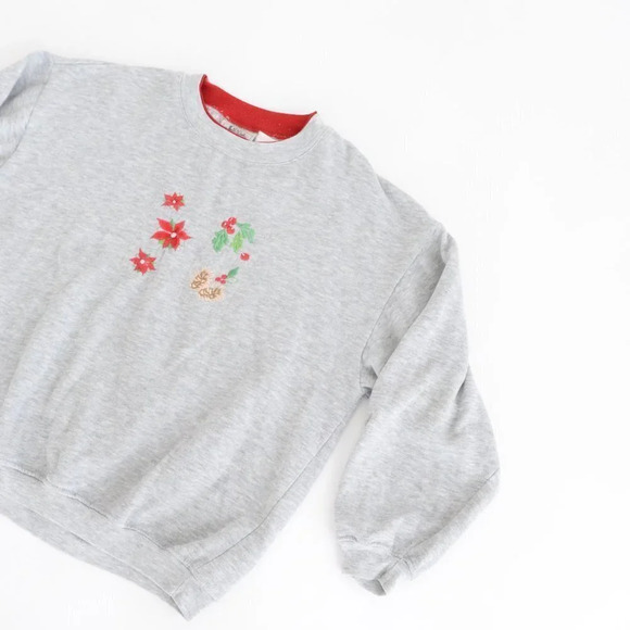 Vintage Basic  Editions Grey Crewneck Holiday Sweater - Picture 5 of 12